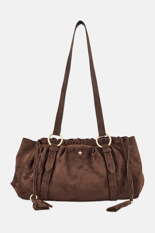 Women Brand Logo Shoulder Bag, Brown