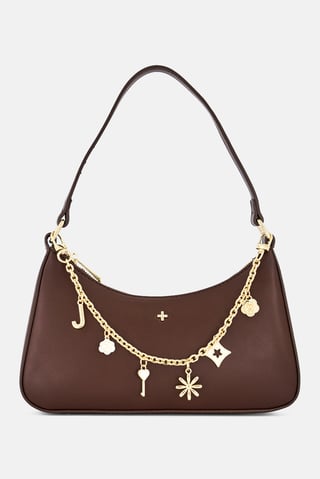 Women Brand Logo Shoulder Bag, Brown