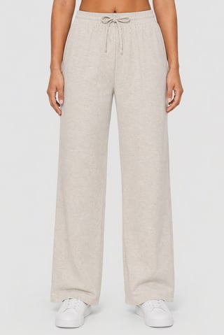 Women Relaxed Fit Heather Straight Leg Pants, Beige
