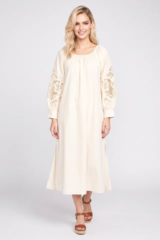 Women Eyelet Maxi Dress, Cream