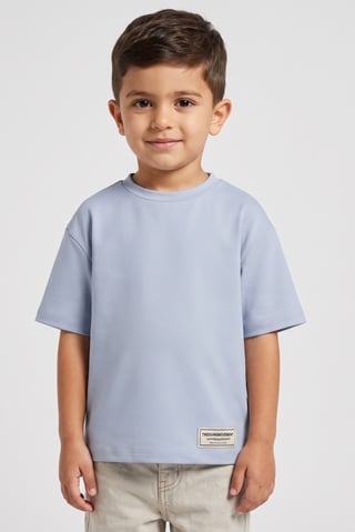 Toddlers Boy Crew Neck Short Sleeve Brand Logo T-Shirt, Light Blue