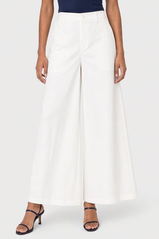 Women Regular Fit Solid Wide Leg Pants, Off White