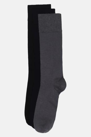 Men 3 Pairs Plain Crew Socks, Multicolor