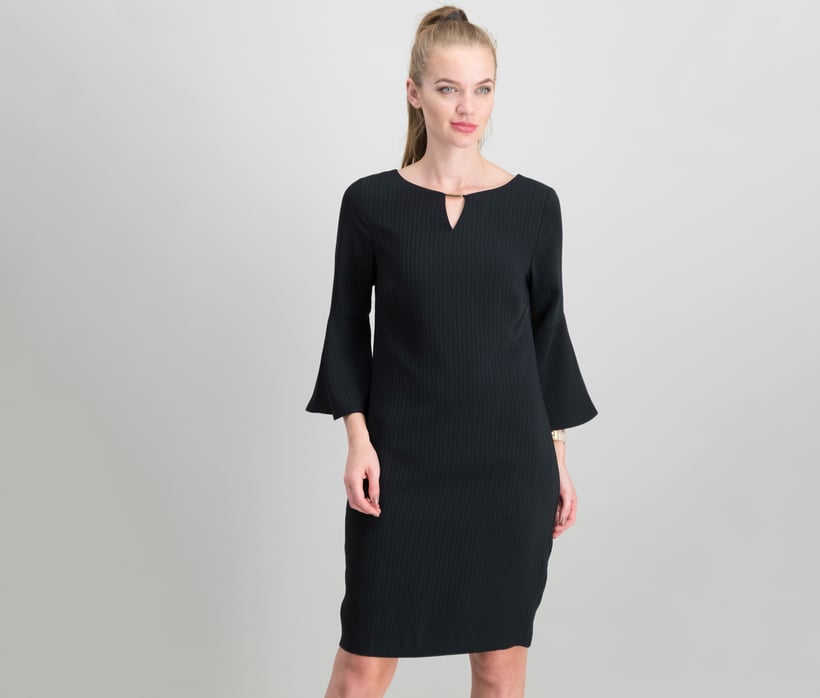 Women Stripe Casual Dress, Black
