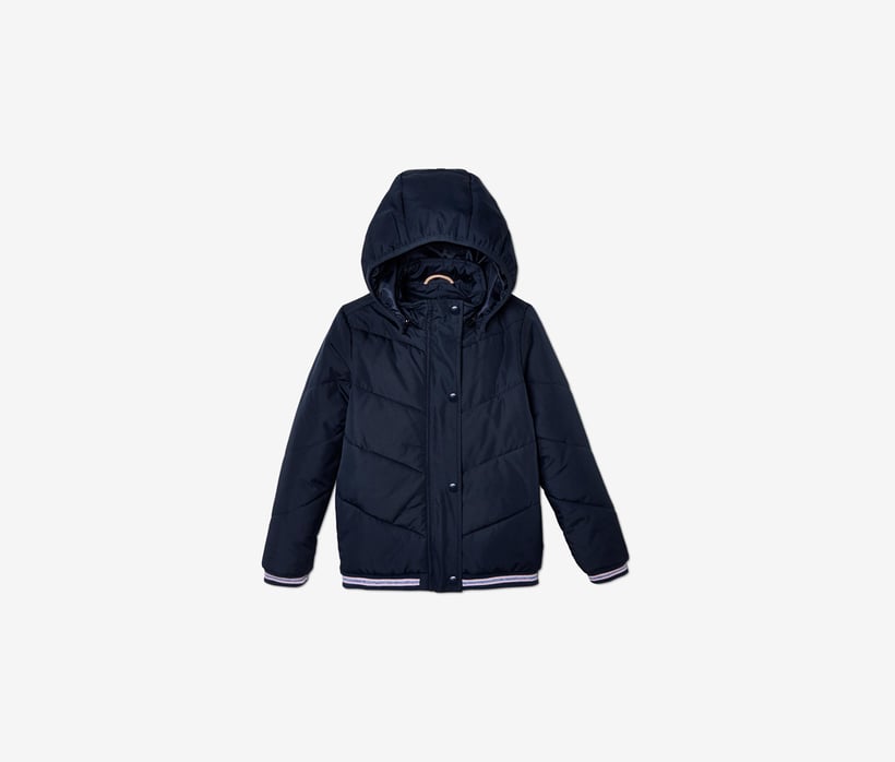 Kids Girls Long Sleeve Hooded Warm Jacket, Navy