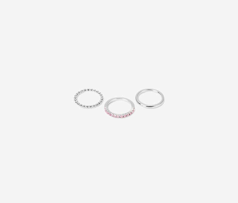 Women 3 Piece Ring Set, Silver