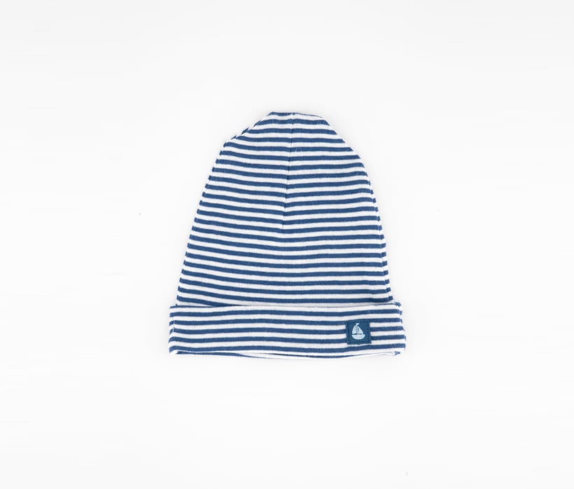 Baby Boys Striped Beanie, Navy and White