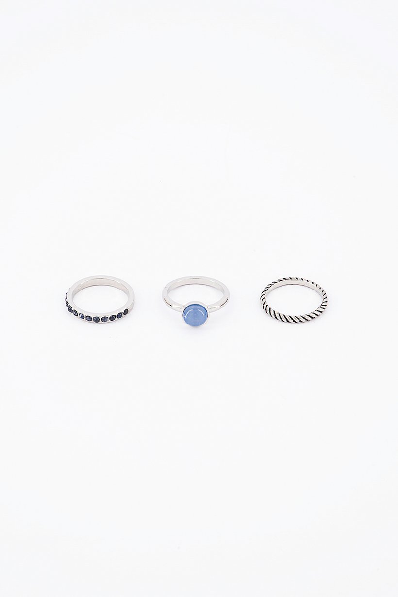 Women Set of 3 Rings, Silver