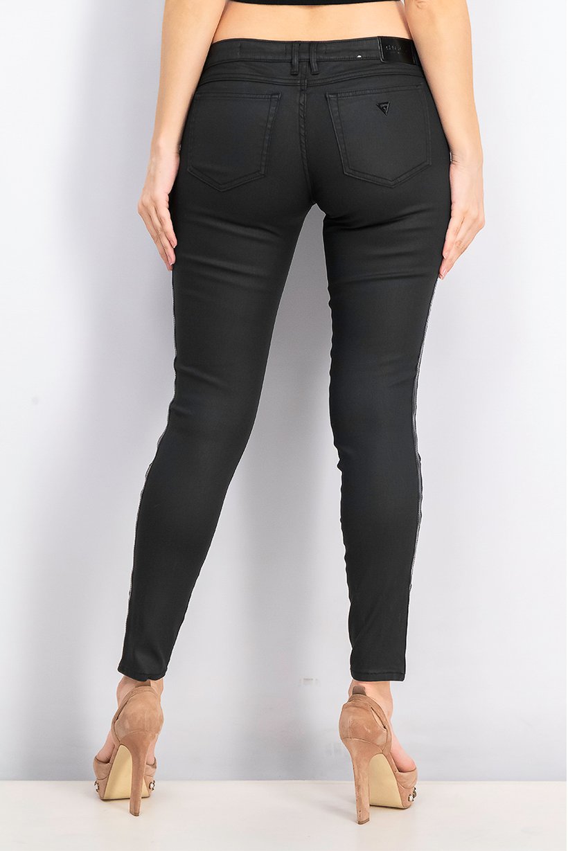 Women Marilyn Skinny Belt Loops Pants, Black