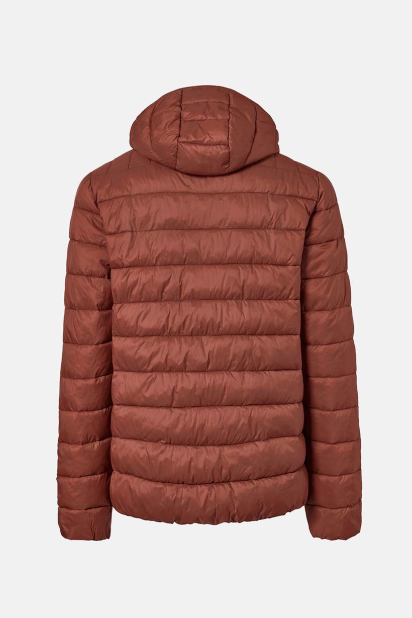 Men Hooded Long Sleeve Quilted Jacket, Rust Brown
