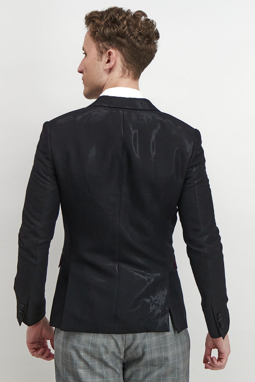 Men Slim Fit Textured Blazer, Black