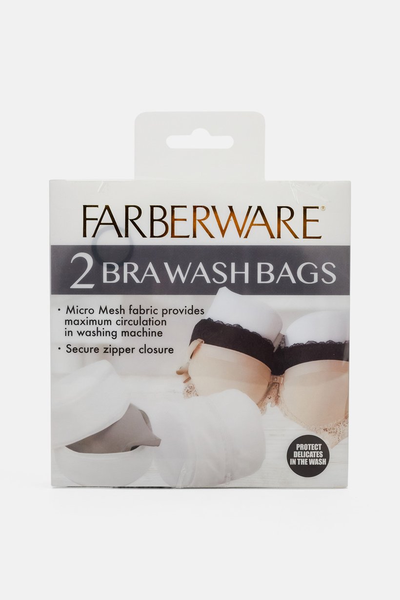 2 Bra Wash Bags, White
