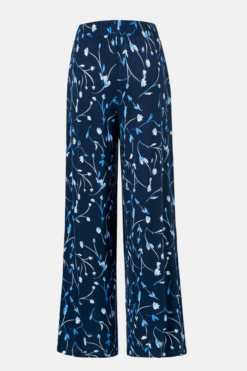 Women Straight Leg Printed High Rise Palazzo Pants, Navy
