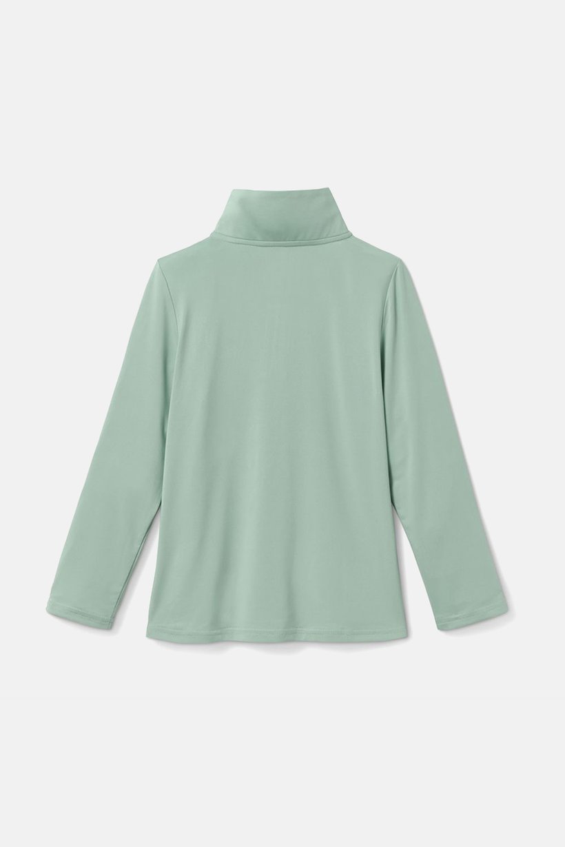 Kids Girl High Neck Long Sleeve Riding Shirt, Mint Green