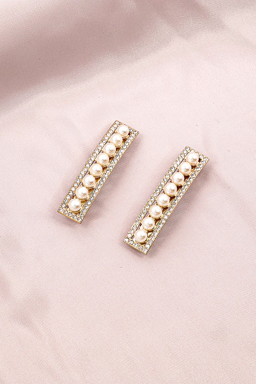 Women And Pearl Hair Barrette, Gold