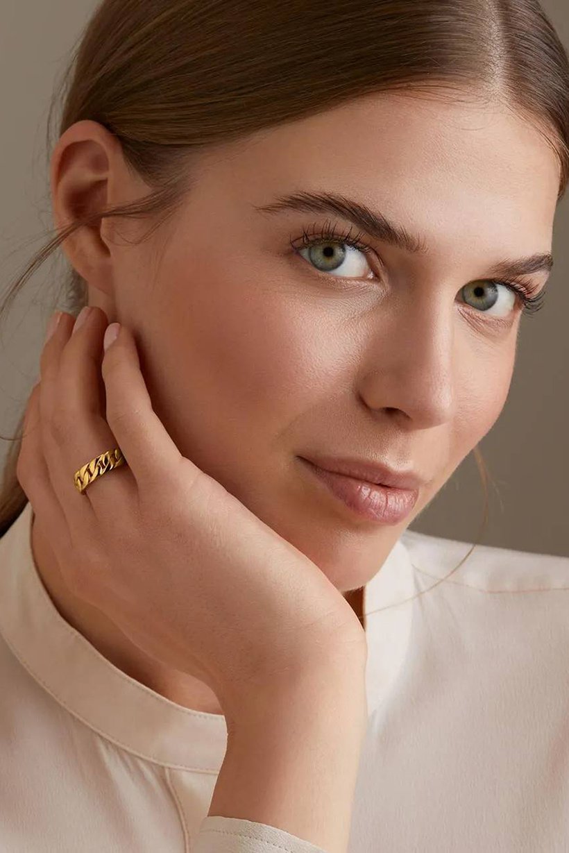 Women 23 Karat Vergoldet Ring, Gold