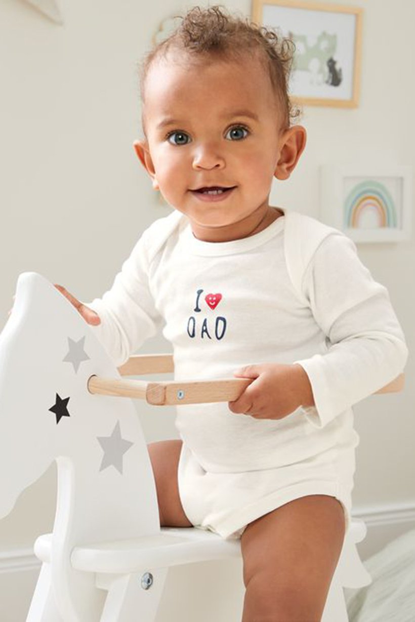 Toddler Unisex 5 Pcs Organic Cotton Long Sleeve Graphic Bodysuits, White