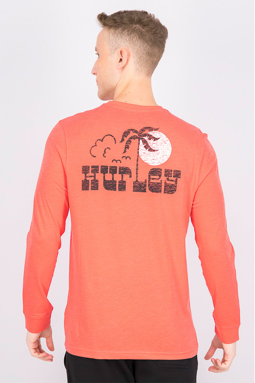 Men Crew Neck Long Sleeve Brand Logo T-shirt, Red
