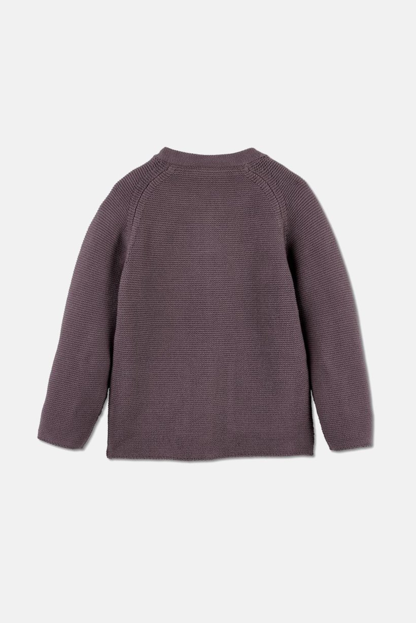 Toddlers Girl Crew Neck Textured Cardigan, Purple