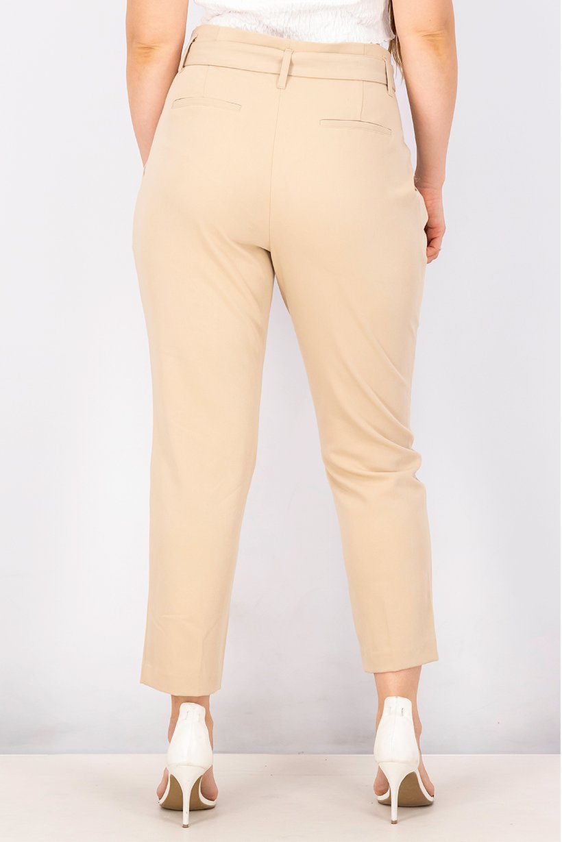 Buy Mohito Women Regular Fit Textured Belted Pants, Tan Online | Brands ...