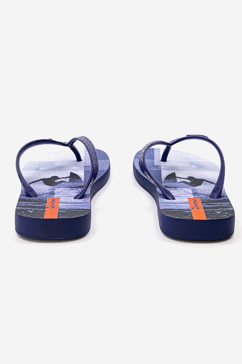 Women Graphic Print Slip On Slippers, Blue and Orange
