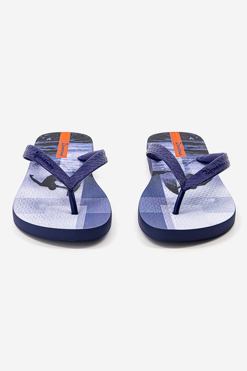 Women Graphic Print Slip On Slippers, Blue and Orange