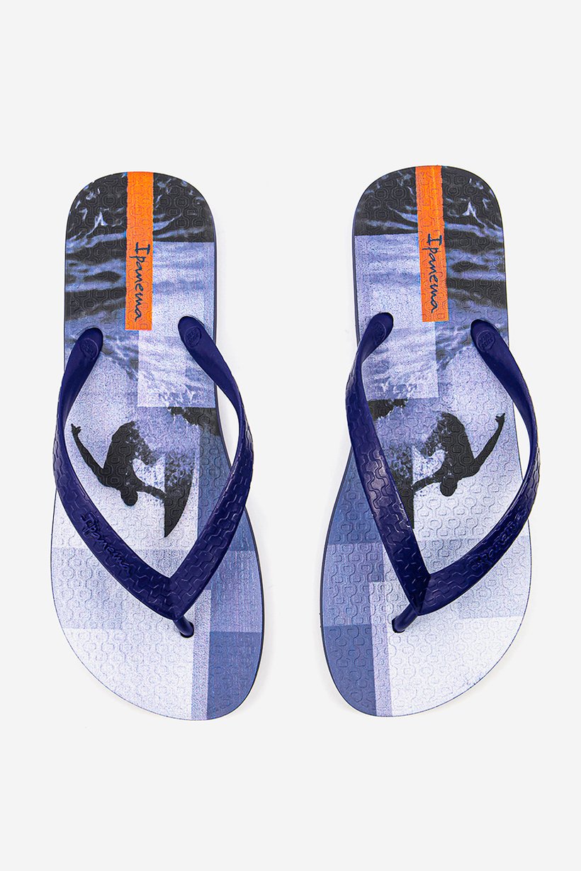 Women Graphic Print Slip On Slippers, Blue and Orange