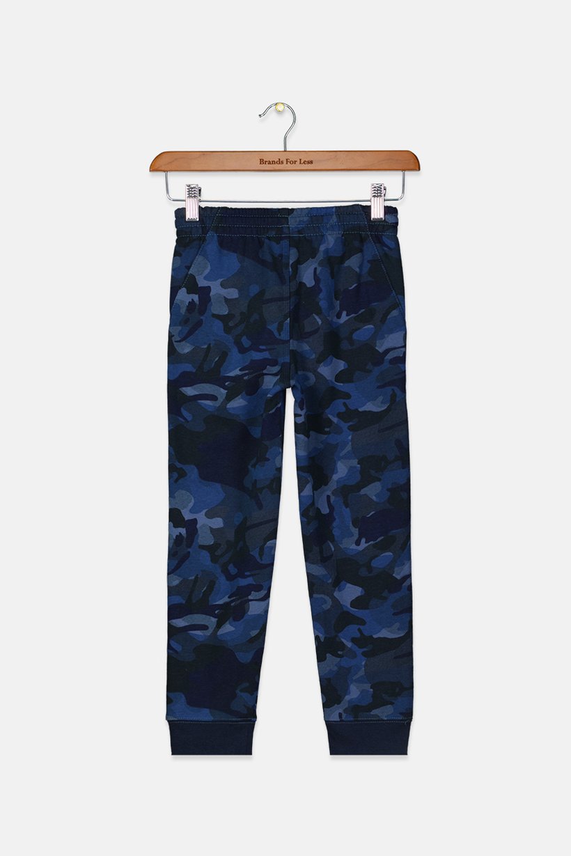 Kids Boy Embroidered Logo Camo Jogger Pant, Midnight Navy