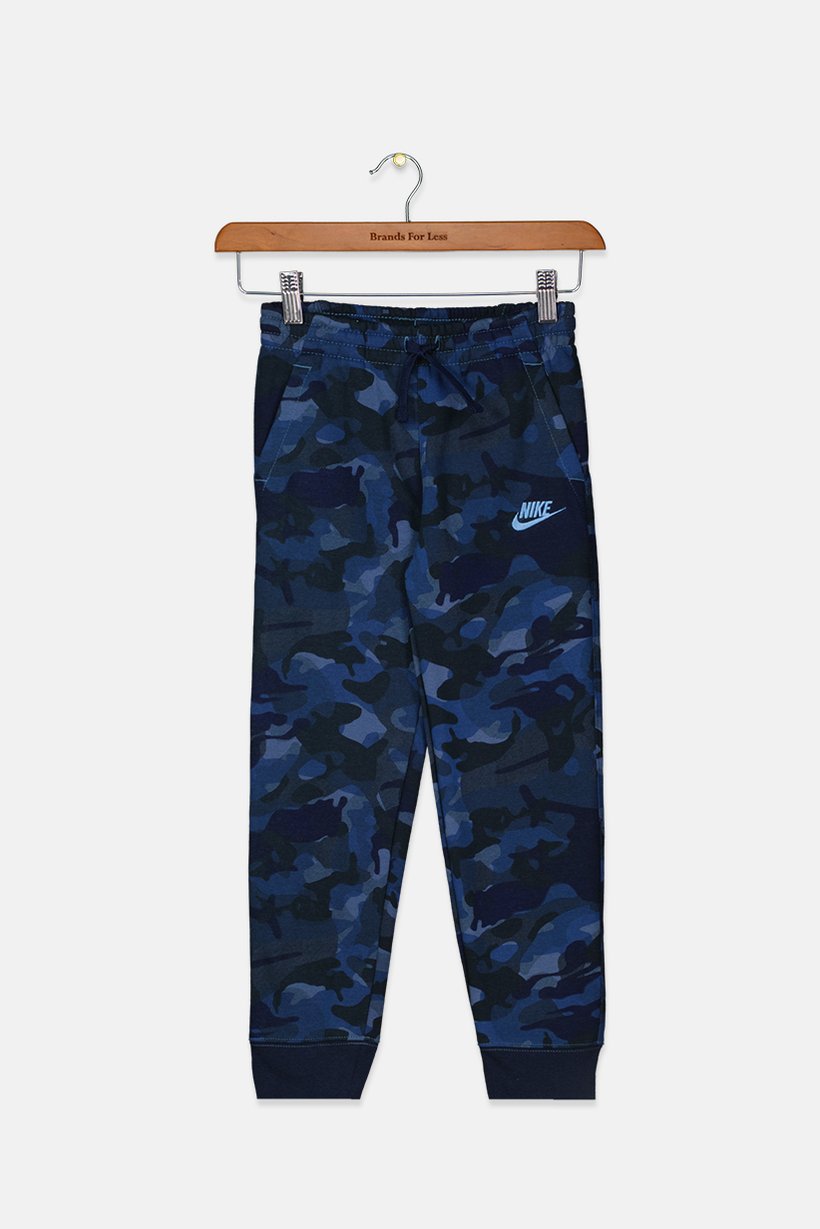 Kids Boy Embroidered Logo Camo Jogger Pant, Midnight Navy