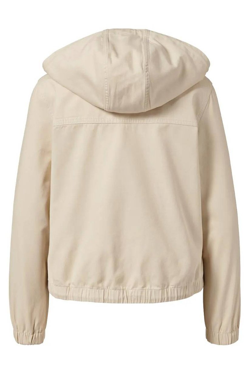 Women Hooded Full Zip Solid Woven Jacket, Sandy