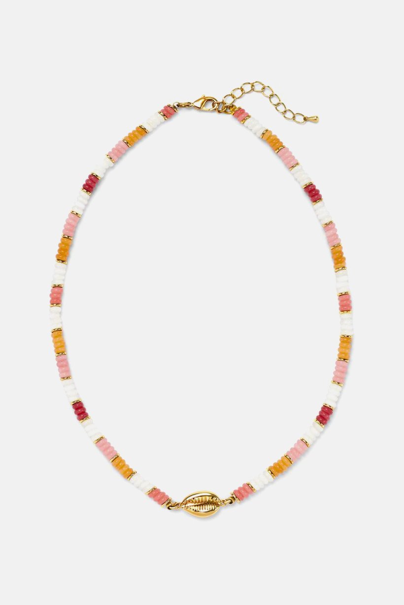 Women Chain Beach Necklace, Pink Combo