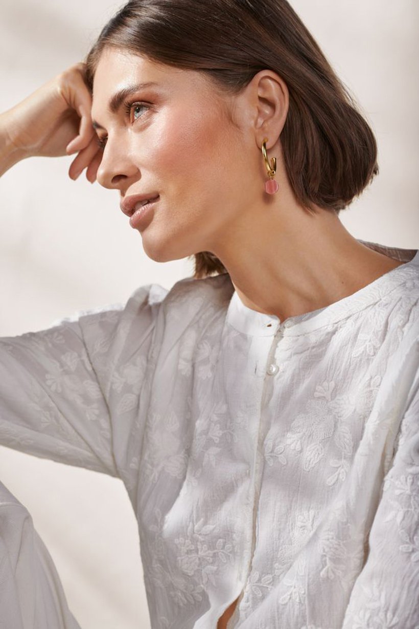23K Gold Plated Hoop Earrings With Pendant Set, Gold
