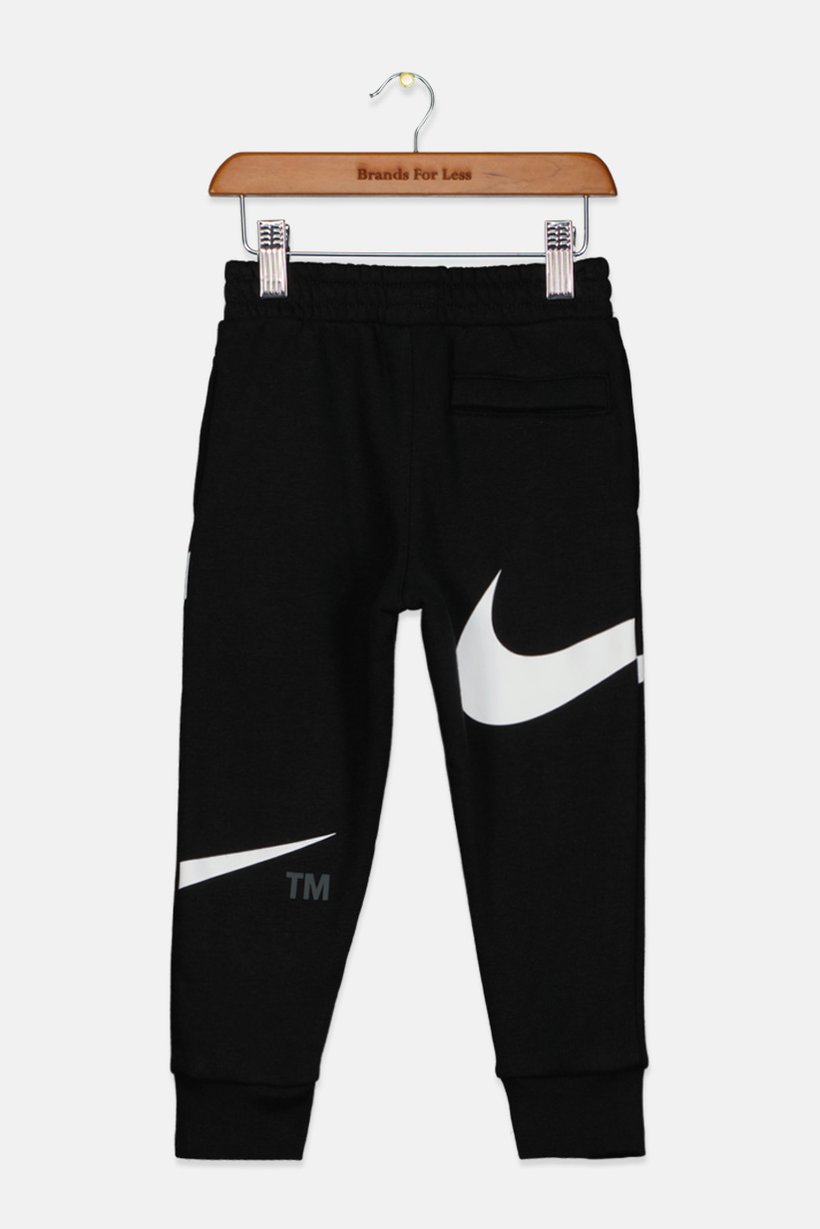 Toddlers Boy Brand Logo Pull Jogger Pants, Black and White