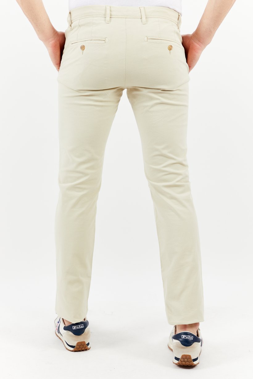 Men Straight Fit Solid Chino Pants, Beige