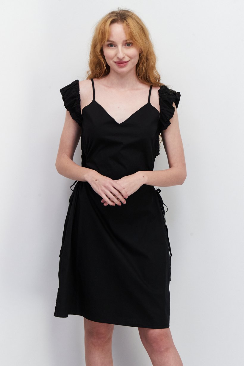 Women Plain Cut Out Mini Dress, Black