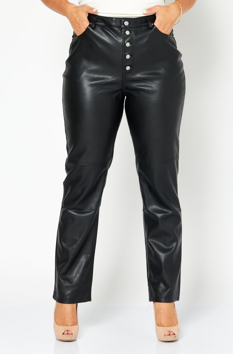 Women Straight Leg Solid Cropped Pants, Black