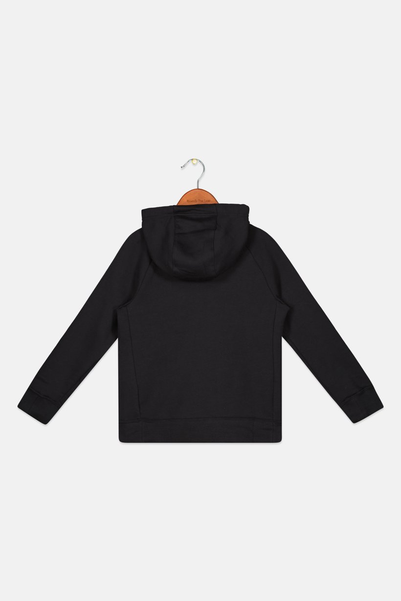 Kids Girl Long Sleeve Brand Logo Full Zip Outdoor Sweatshirt, Black