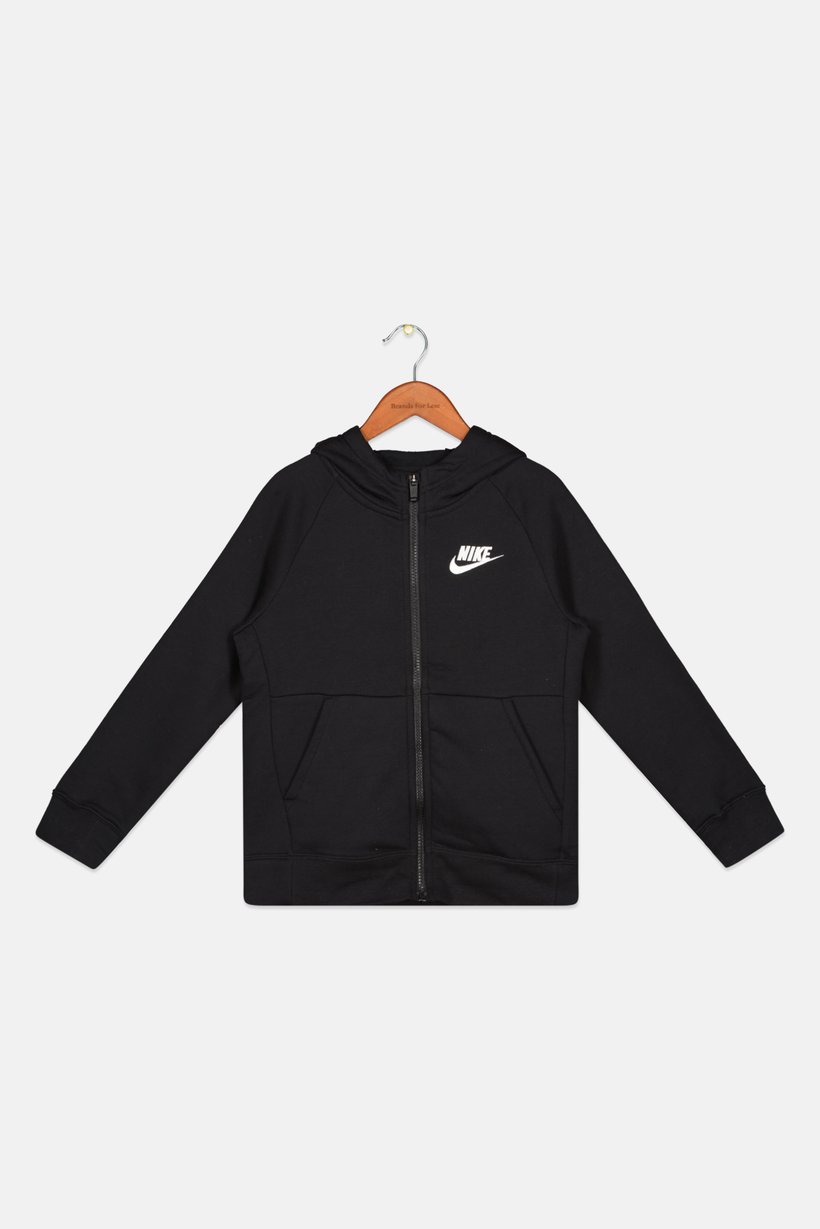 Kids Girl Long Sleeve Brand Logo Full Zip Outdoor Sweatshirt, Black