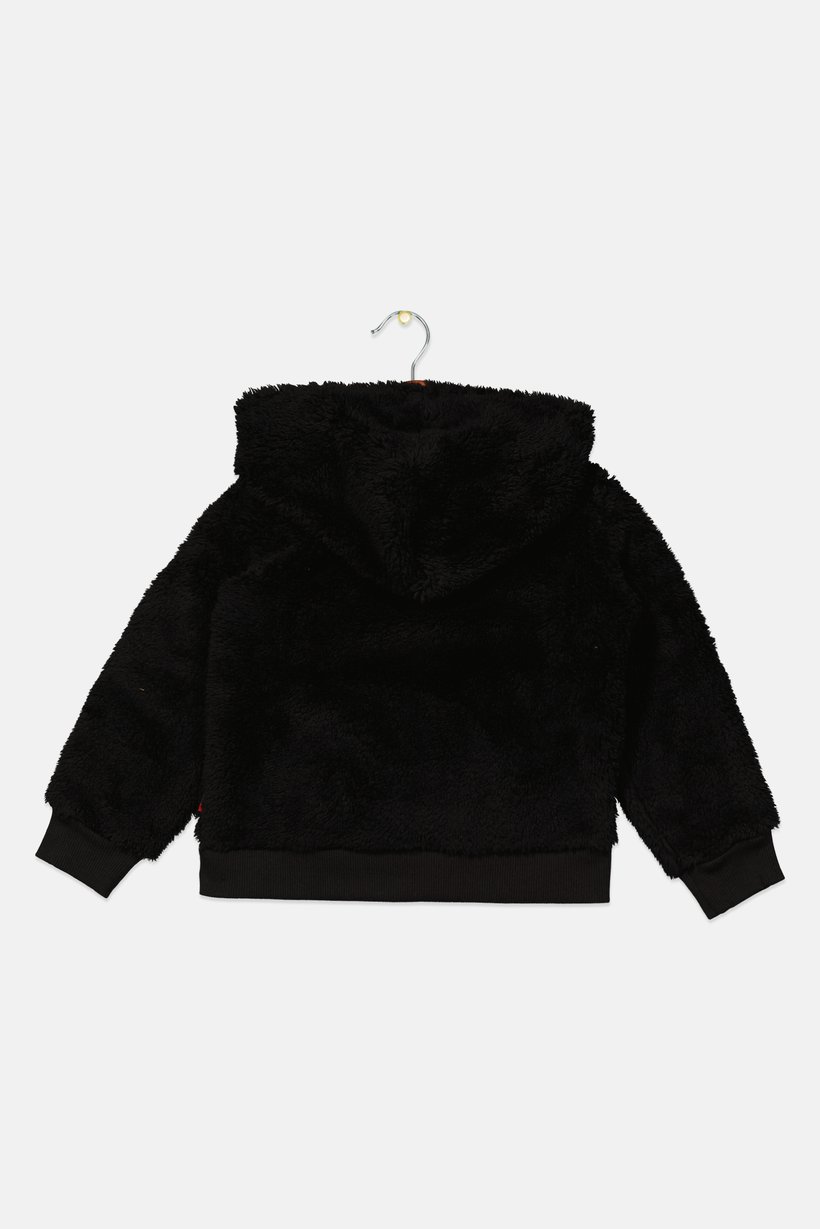 Toddlers Girl Hooded Long Sleeves Brand Logo Sweater, Black