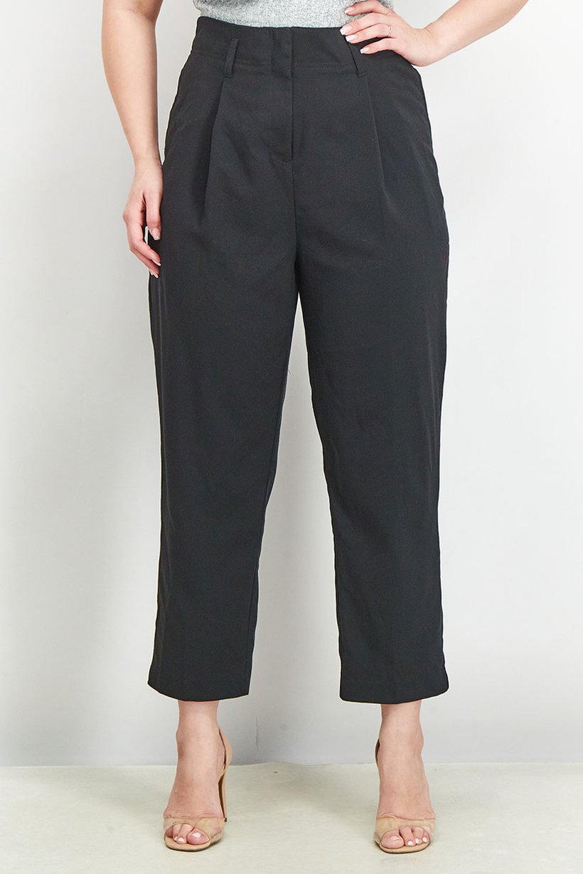 Buy Promod Women Regular Fit Solid Trouser Pants, Black Online | Brands ...