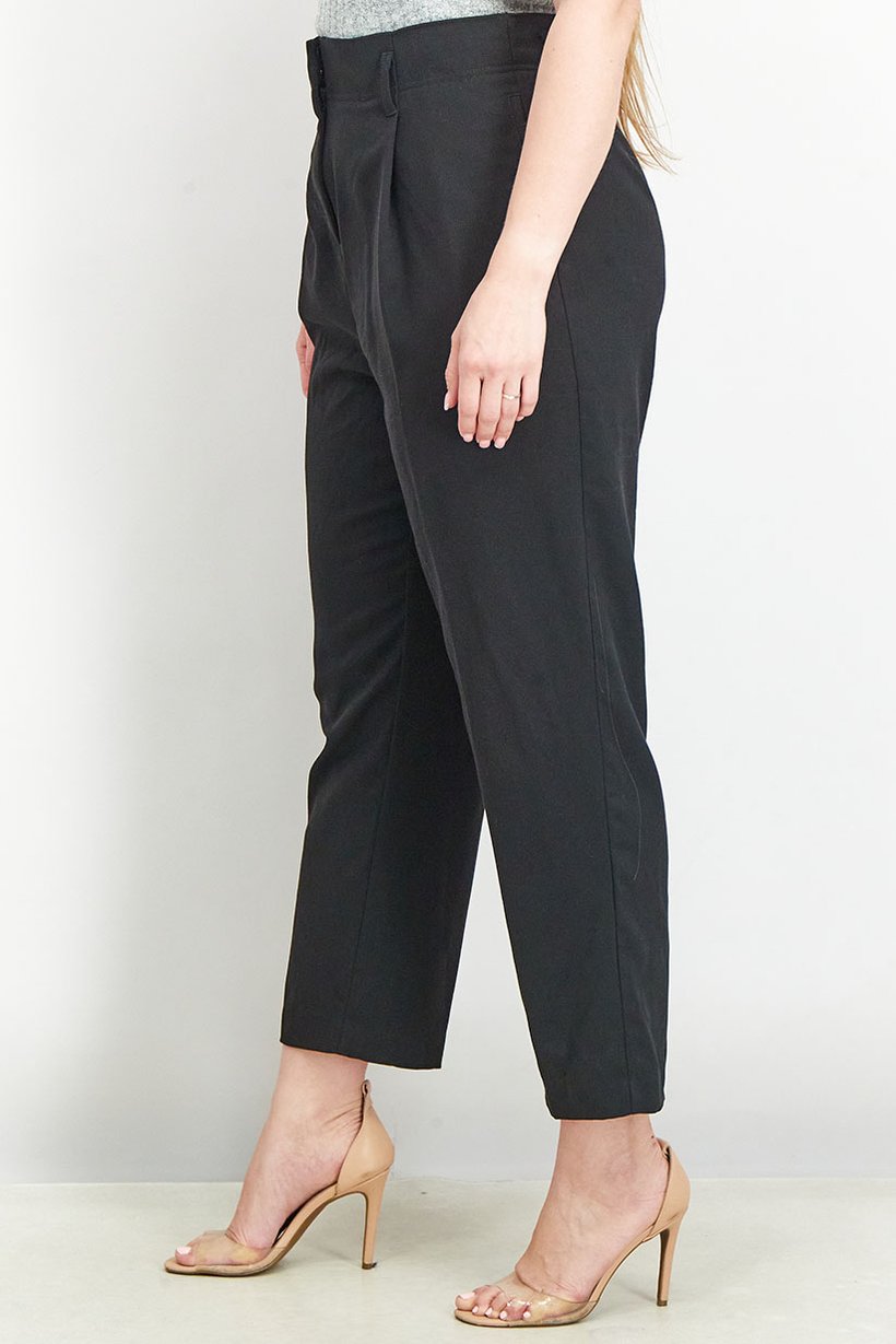 Buy Promod Women Regular Fit Solid Trouser Pants, Black Online | Brands ...