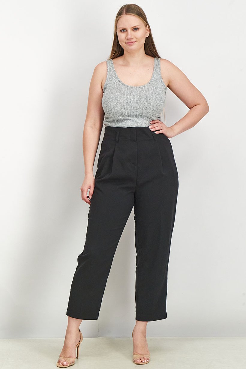 Buy Promod Women Regular Fit Solid Trouser Pants, Black Online | Brands ...