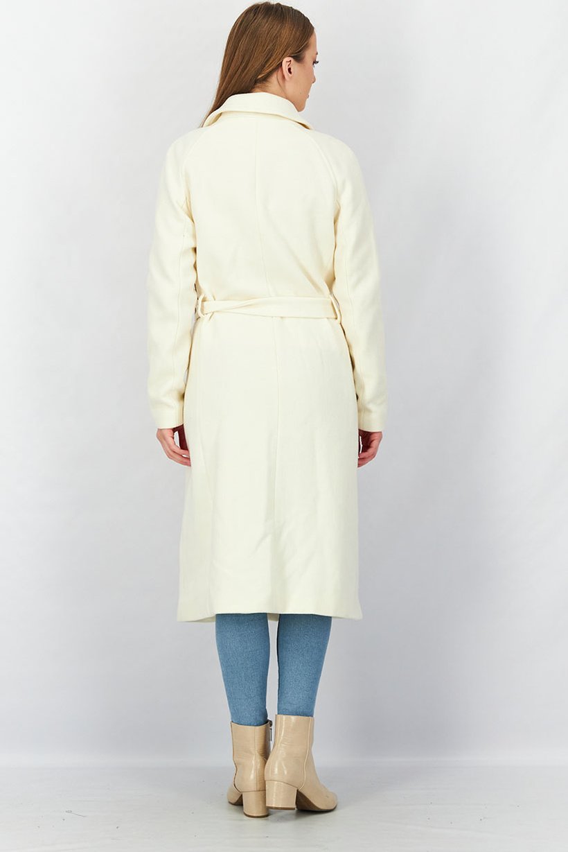 Buy Promod Women Plain Belted Tie Trench Coat, Ivory Online | Brands ...