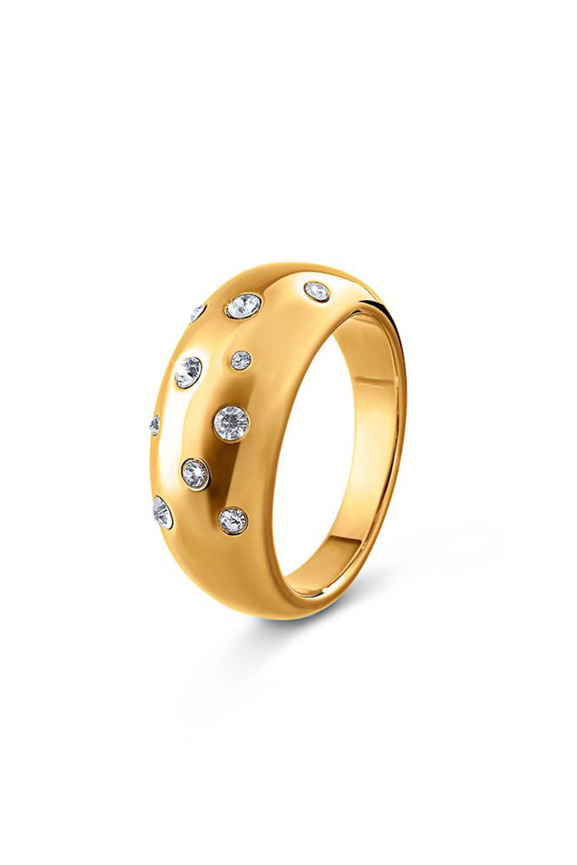 Women Sprinkle Crystals Ring, Gold
