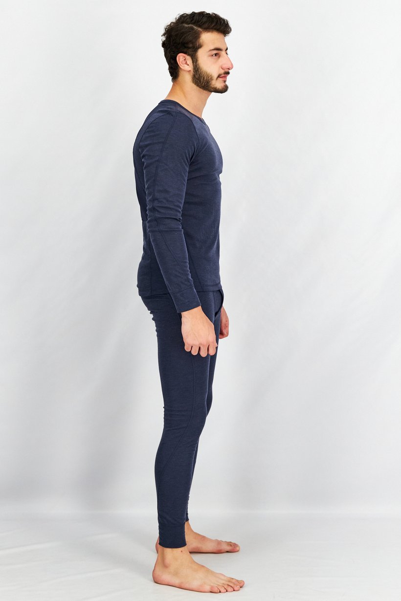 Men 2 Pcs Long Sleeve T-Shirt And Pants Set, Navy