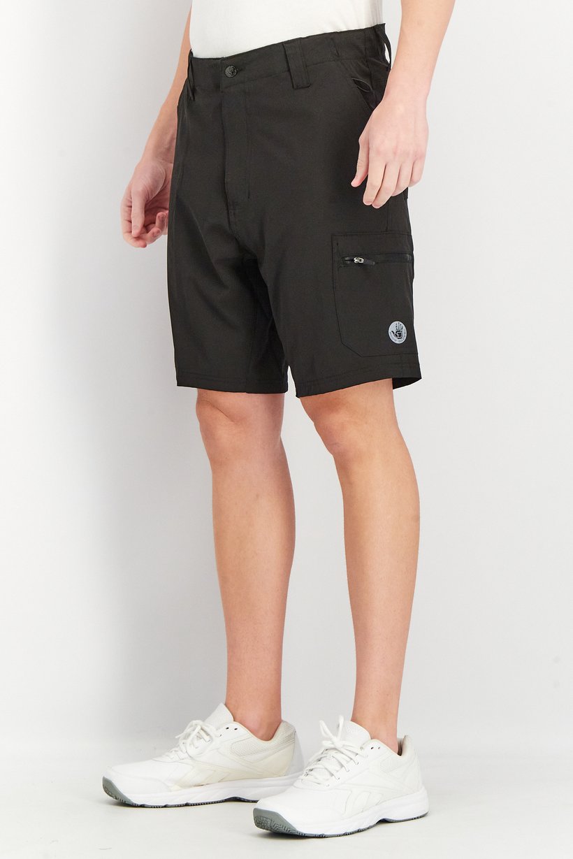 Men Regular Fit Solid Basic Shorts, Black