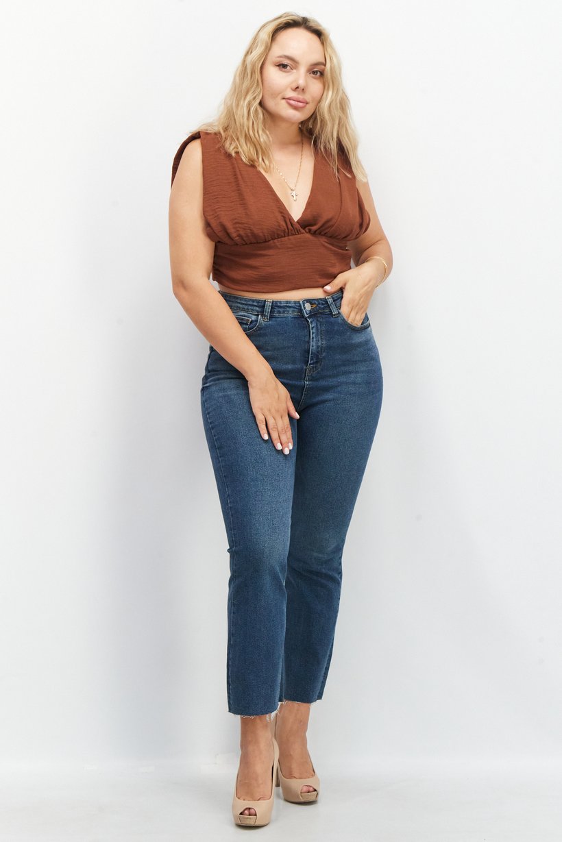Asos Design Women Plunge Sleeveless Solid Top, Brown
