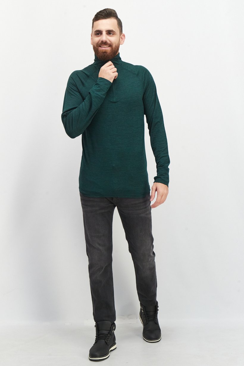 Men Sportswear FIT 1/4 Zip Long Sleeve Training T Shirt, Sage Green