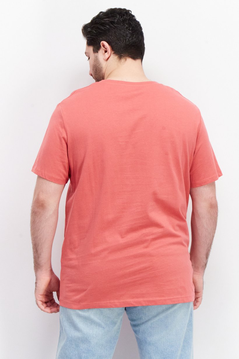 Men Crew Neck Short Sleeves Plain T-Shirt, Pink