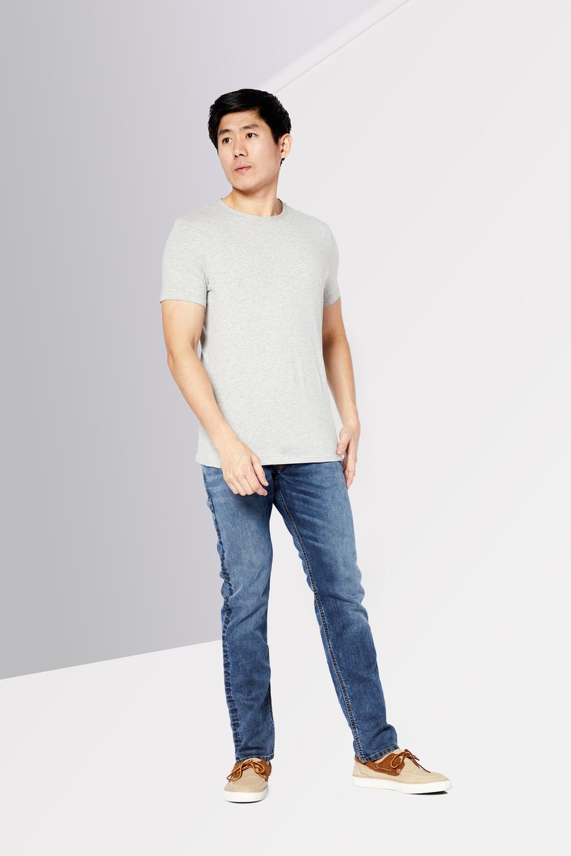 Men Regular Fit Washed Stretchable Sweat Jeans, Navy Blue